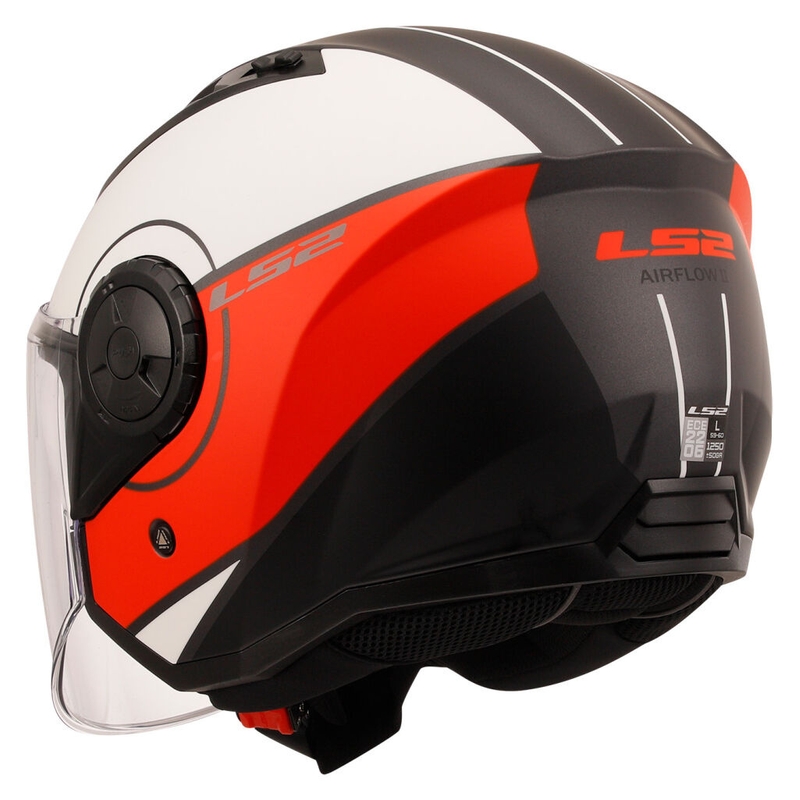 Otvorená prilba na motorku LS2 OF616 Airflow II Cover matná bielo-červená