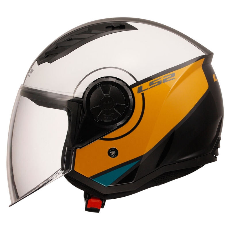 Otvorená prilba na motorku LS2 OF616 Airflow II Cover lesklá bielo-hnedá