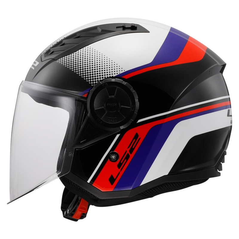 Otvorená prilba na motorku LS2 OF616 Airflow II Rush bielo-modro-červená