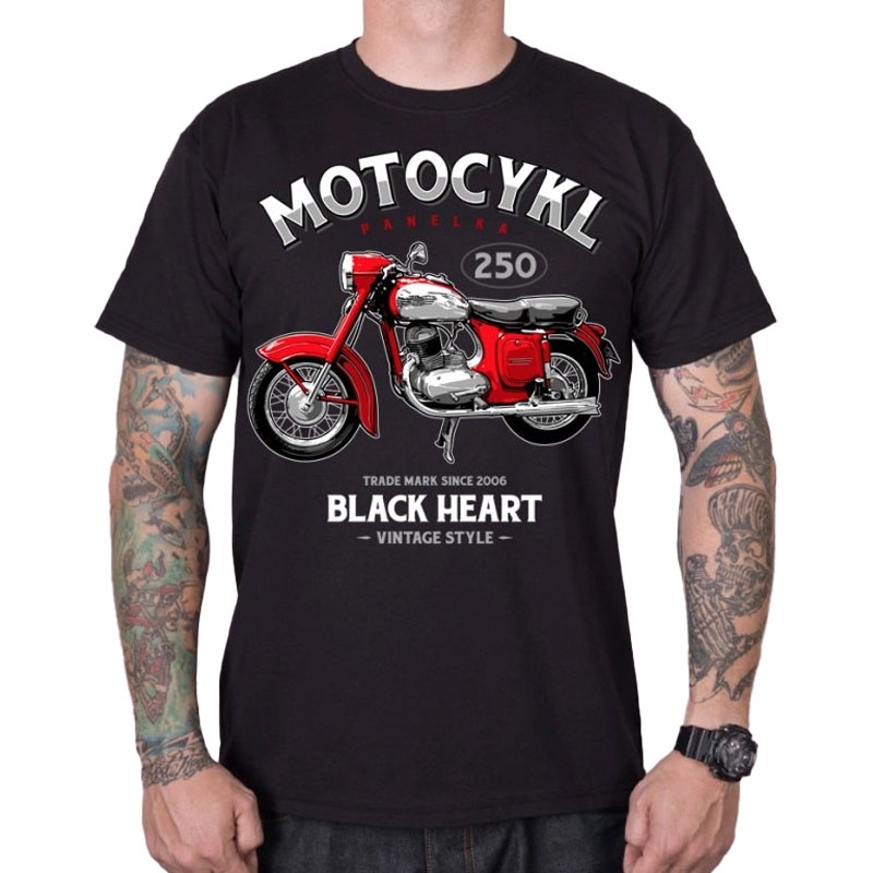 Tričko Black Heart Motocykl Panelka čierne