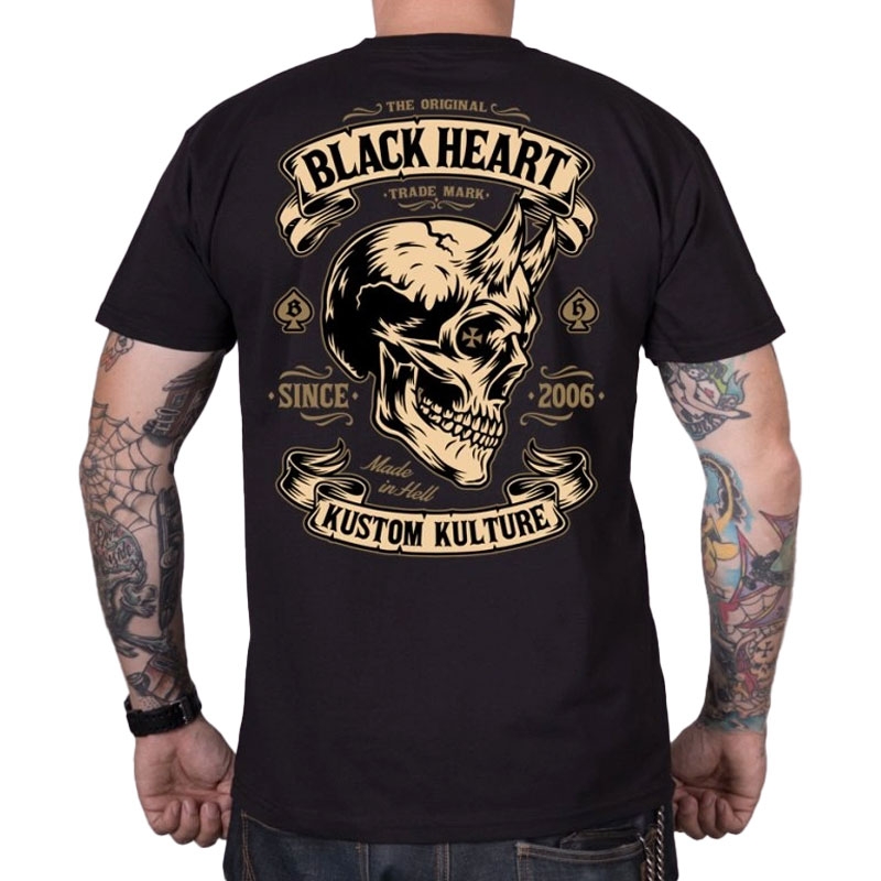 Tričko Black Heart Devil Skull čierne