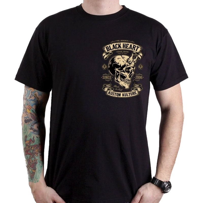 Tričko Black Heart Devil Skull čierne