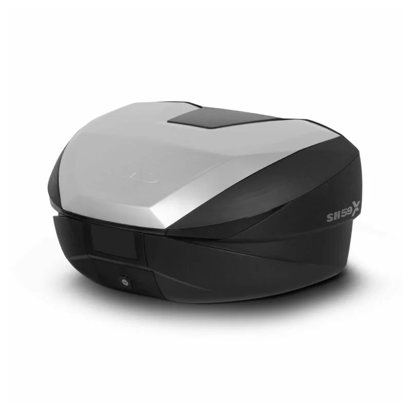 Vrchný kufor na motorku SHAD SH59X čierny  s hliníkovým krytom (expandable concept) with PREMIUM SMART lock and backrest