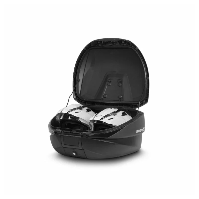 Vrchný kufor na motorku SHAD SH59X čierny  s hliníkovým krytom (expandable concept) with PREMIUM SMART lock and backrest