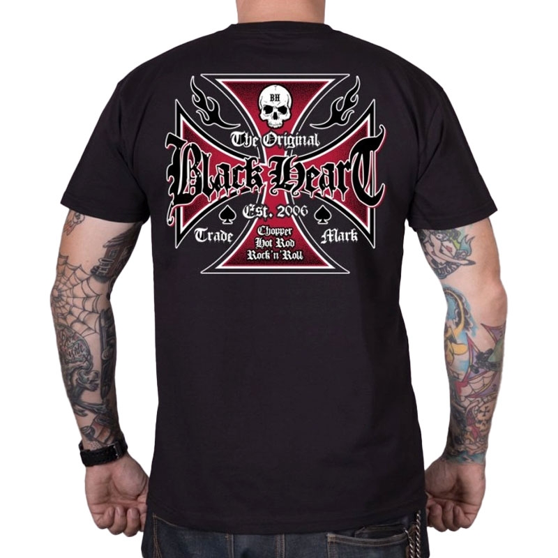 Tričko Black Heart Cross čierne