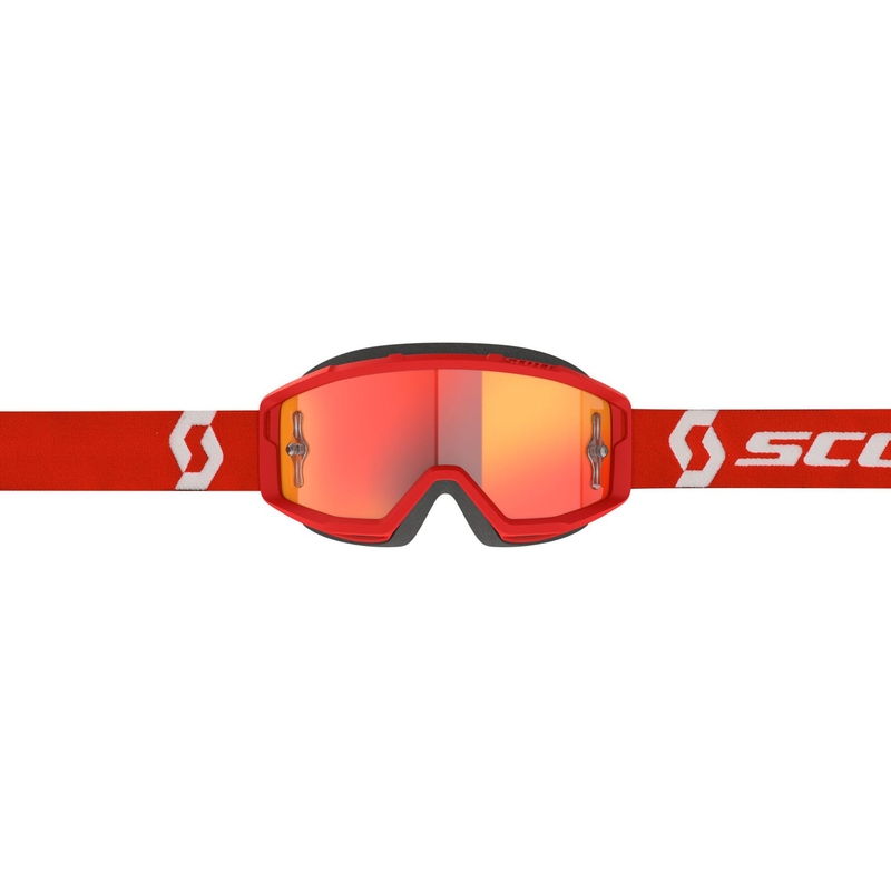 Motokrosové okuliare SCOTT - USA Primal CH červeno-biele (plexi oranžové chróm)