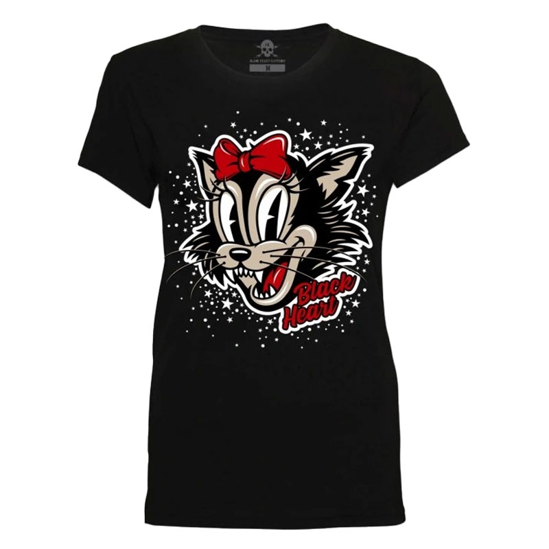Dámske tričko Black Heart Bad Cat čierne