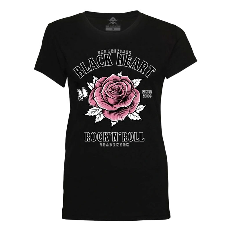 Dámske triko Black Heart Rock N Roll Rose čierne