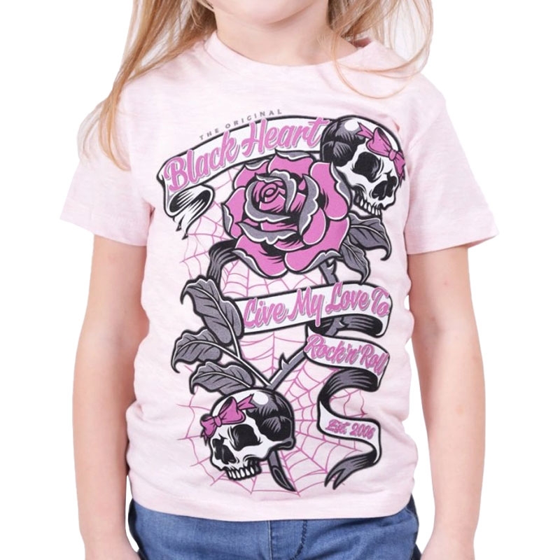 Detské triko Black Heart Ribbon Rose ružové