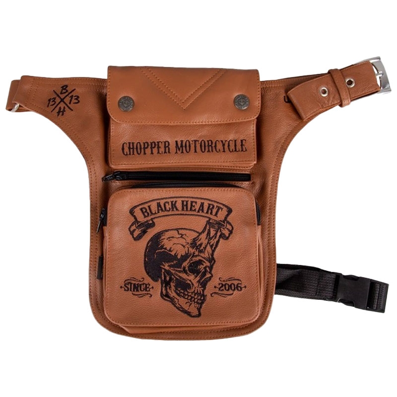 Vrecko stehenné Black Heart W-TEC Devil Skull Brown Leather hnedé