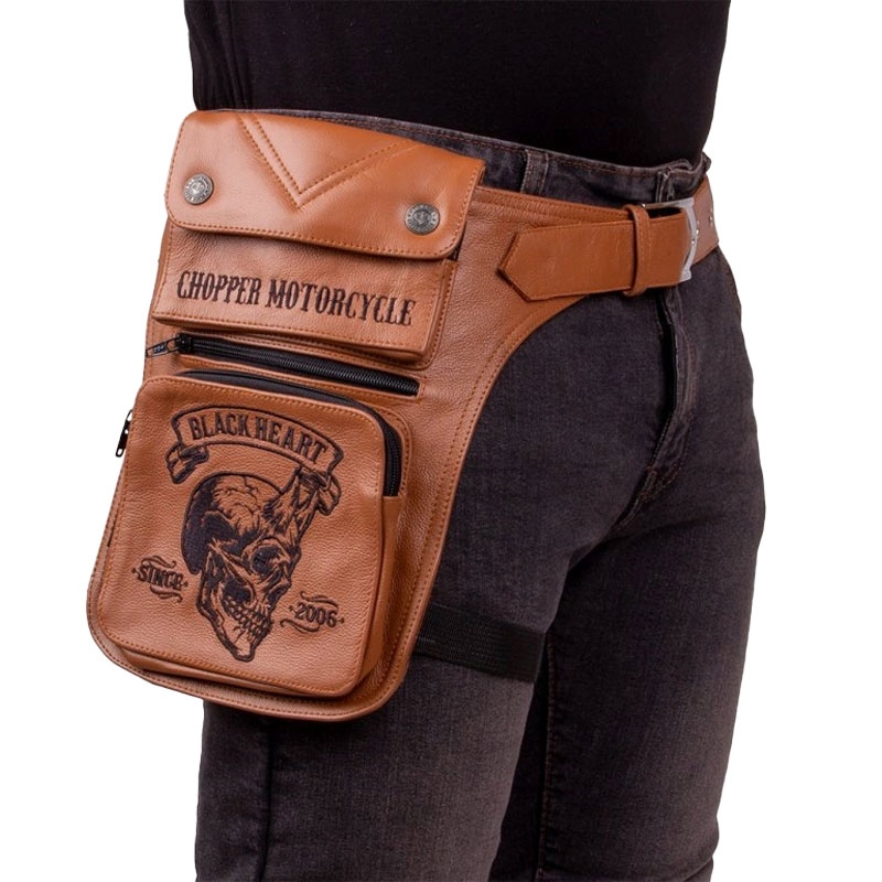 Vrecko stehenné Black Heart W-TEC Devil Skull Brown Leather hnedé