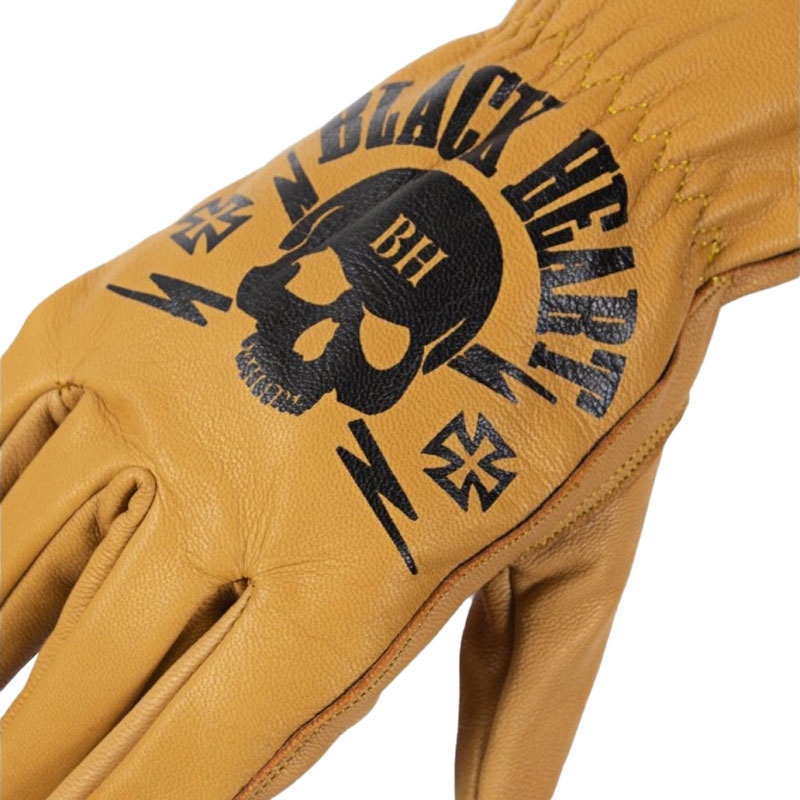 Rukavice na chopper Black Heart Skull Gloves hnedé