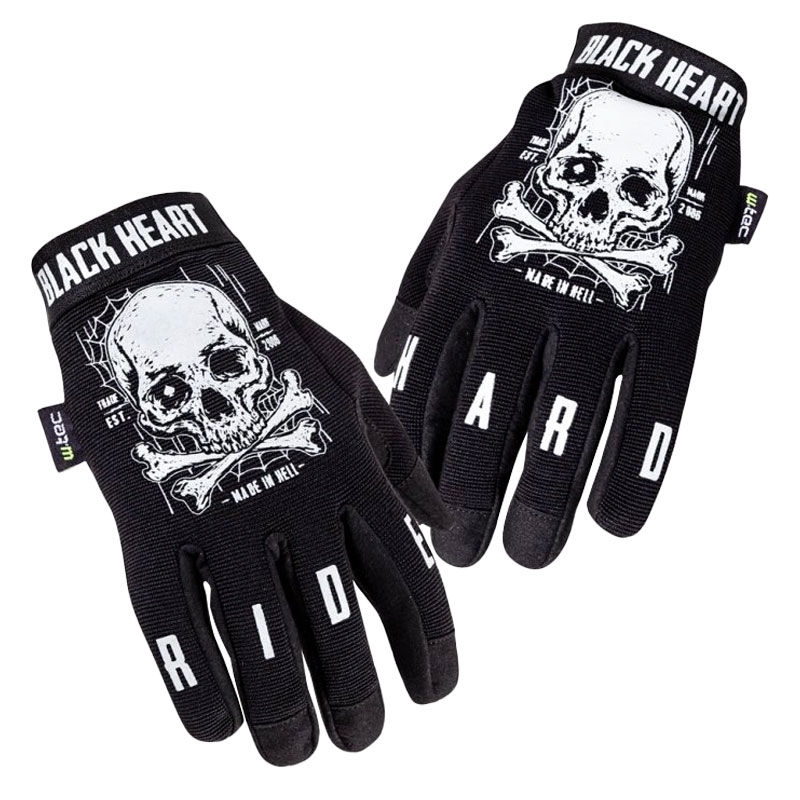 Rukavice na chopper Black Heart W-TEC Web Skull čierne