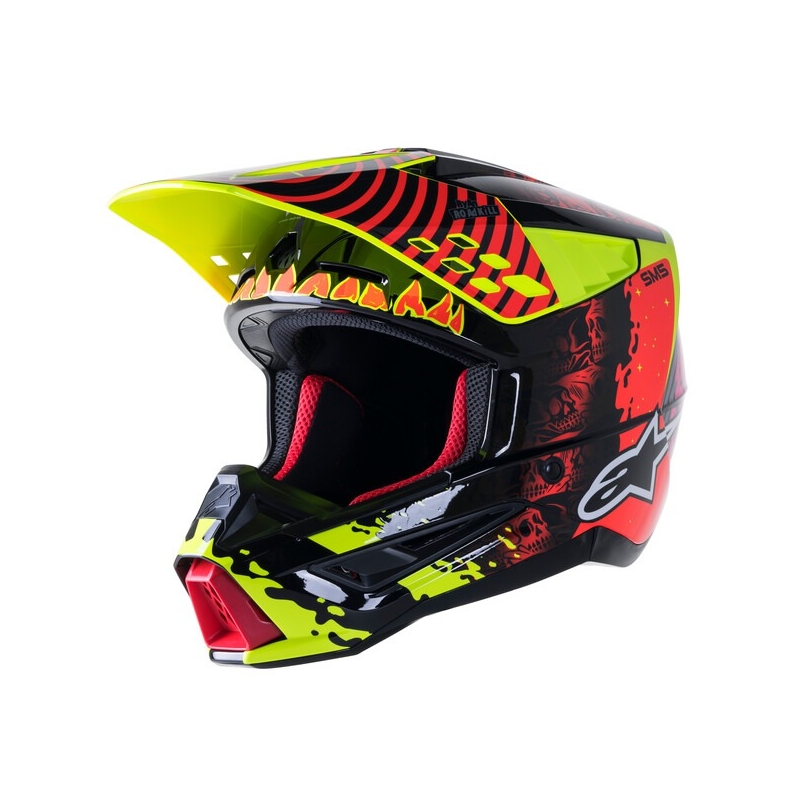 Motokrosová prilba Alpinestars S-M5 Solar Flare fluorescenčno žlto-fluorescenčno červeno-čierna