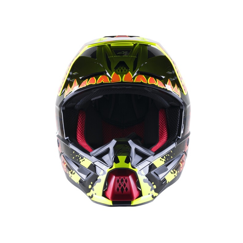 Motokrosová prilba Alpinestars S-M5 Solar Flare fluorescenčno žlto-fluorescenčno červeno-čierna