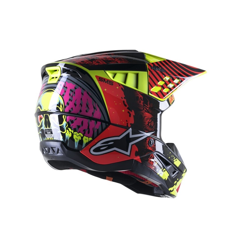 Motokrosová prilba Alpinestars S-M5 Solar Flare fluorescenčno žlto-fluorescenčno červeno-čierna