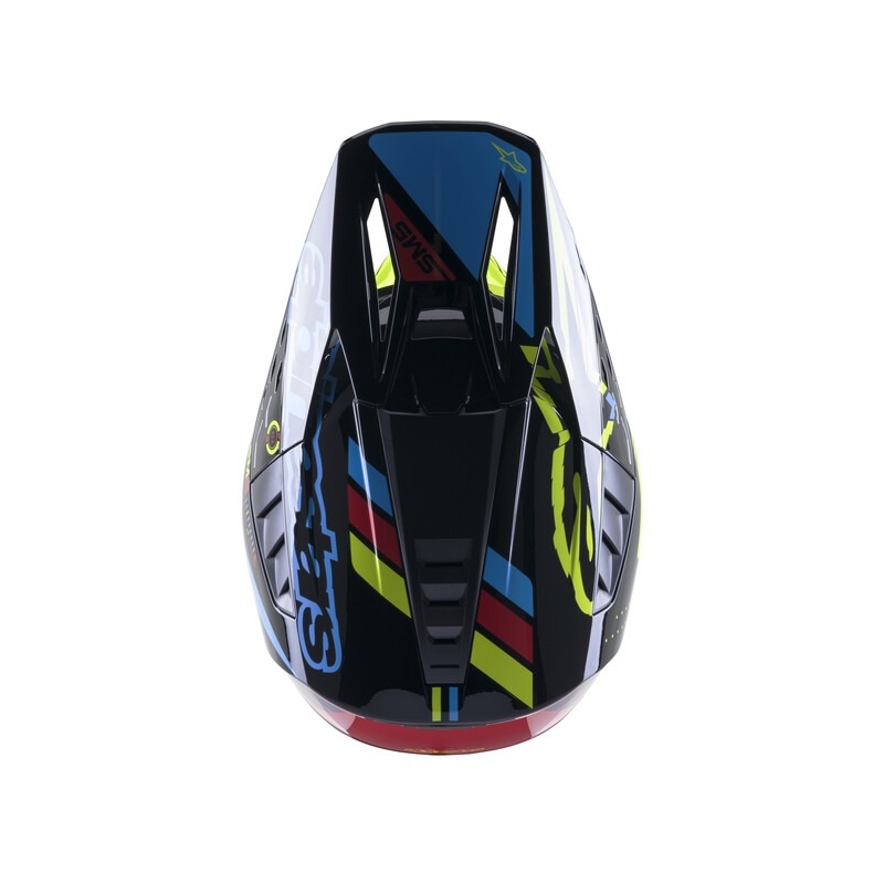 Motokrosová prilba Alpinestars S-M5 Action fluorescenčno žlto-čierno-modro- tmavo červená