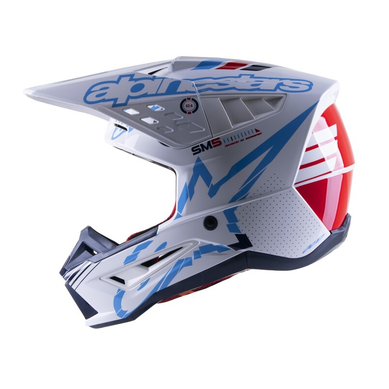 Motokrosová prilba Alpinestars S-M5 Action bielo-modro-čierno-tmavo červená
