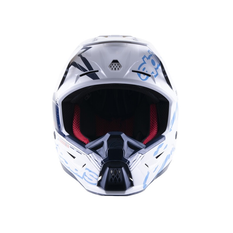 Motokrosová prilba Alpinestars S-M5 Action bielo-modro-čierno-tmavo červená
