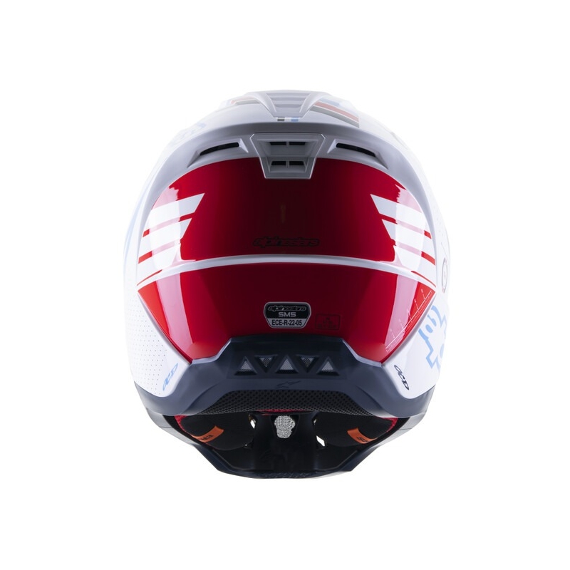 Motokrosová prilba Alpinestars S-M5 Action bielo-modro-čierno-tmavo červená