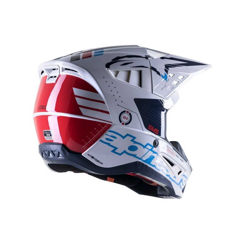 Motokrosová prilba Alpinestars S-M5 Action bielo-modro-čierno-tmavo červená