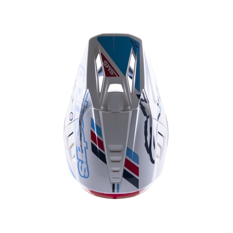 Motokrosová prilba Alpinestars S-M5 Action bielo-modro-čierno-tmavo červená