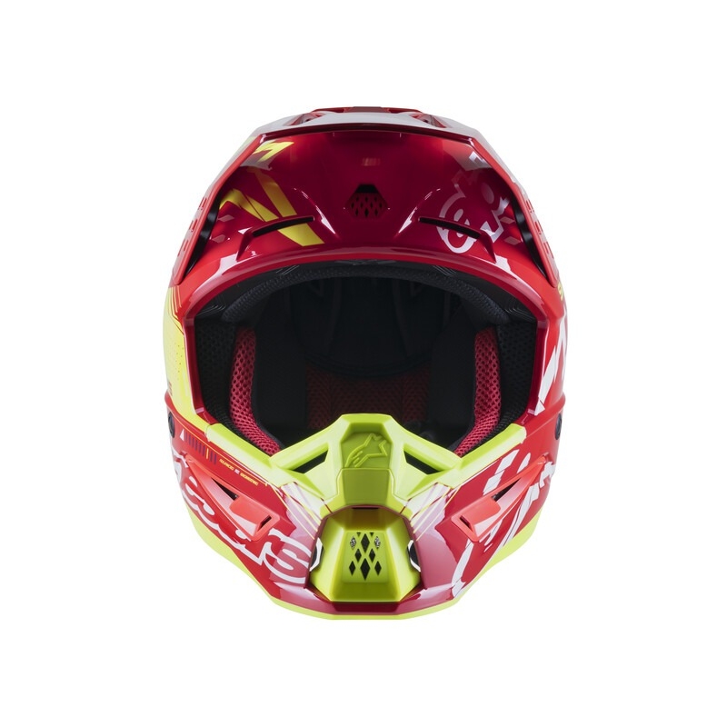 Motokrosová prilba Alpinestars S-M5 Action červeno-fluorescenčno žlto-bielo modrá