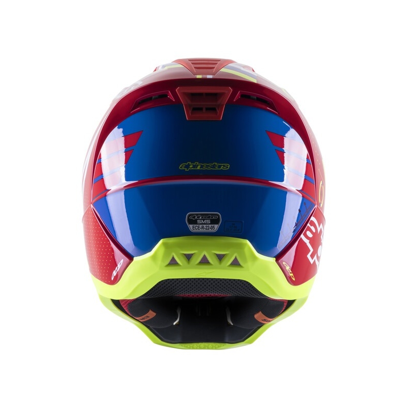 Motokrosová prilba Alpinestars S-M5 Action červeno-fluorescenčno žlto-bielo modrá