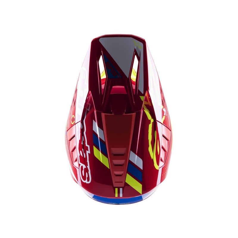 Motokrosová prilba Alpinestars S-M5 Action červeno-fluorescenčno žlto-bielo modrá
