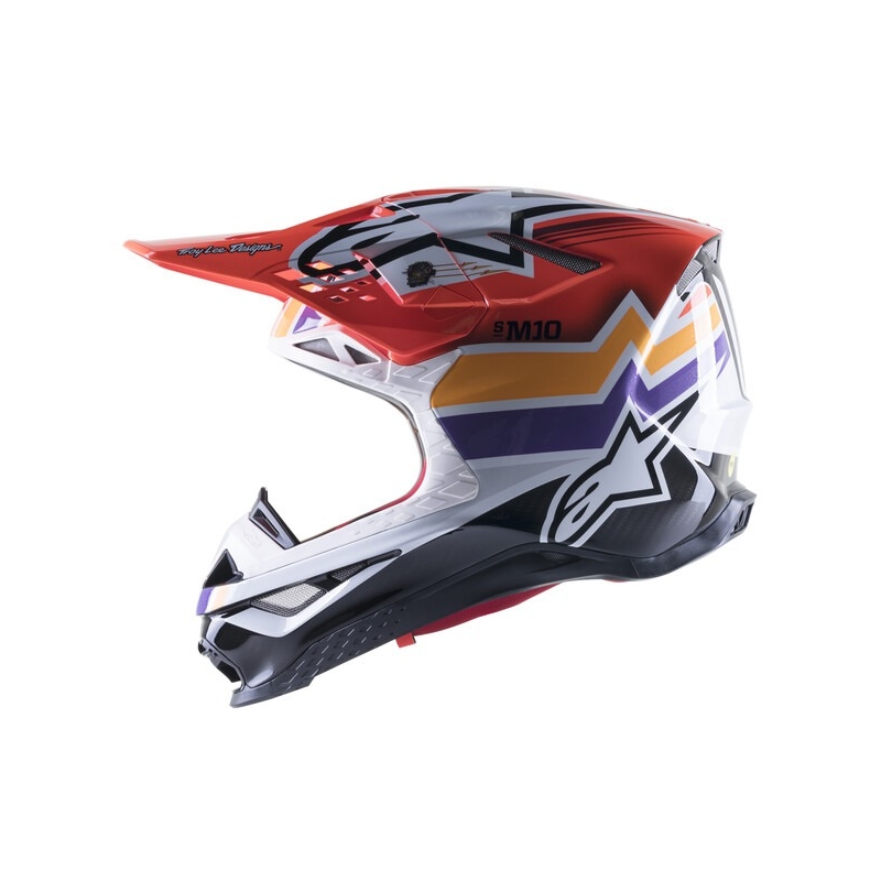 Motokrosová prilba Alpinestars Supertech S-M10 Edícia Troy Lee Designs oranžovo-žlto-fialovo-bielo čierna