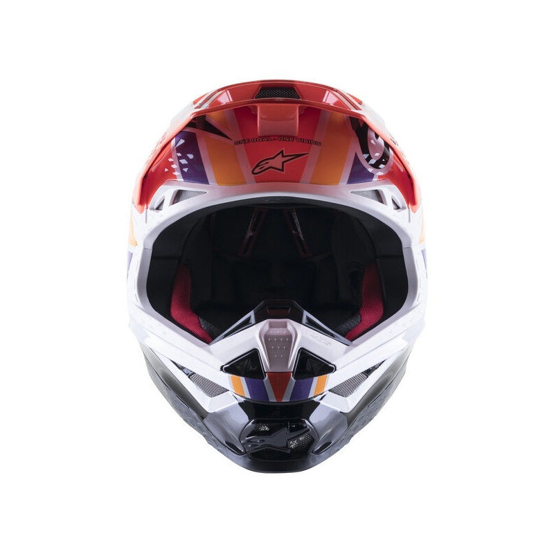 Motokrosová prilba Alpinestars Supertech S-M10 Edícia Troy Lee Designs oranžovo-žlto-fialovo-bielo čierna