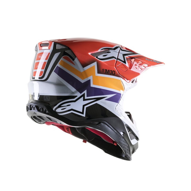 Motokrosová prilba Alpinestars Supertech S-M10 Edícia Troy Lee Designs oranžovo-žlto-fialovo-bielo čierna