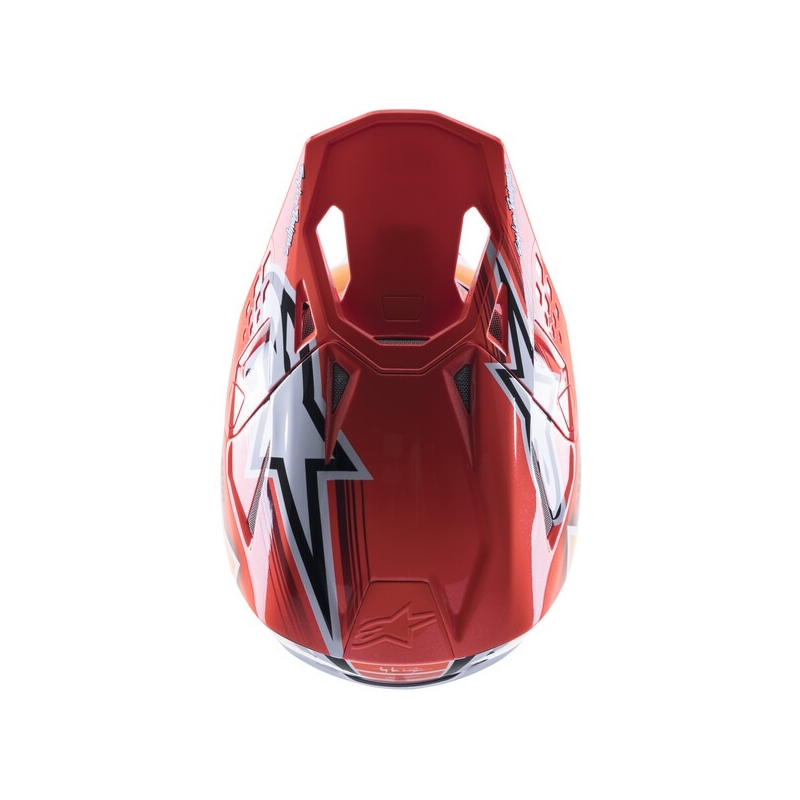 Motokrosová prilba Alpinestars Supertech S-M10 Edícia Troy Lee Designs oranžovo-žlto-fialovo-bielo čierna