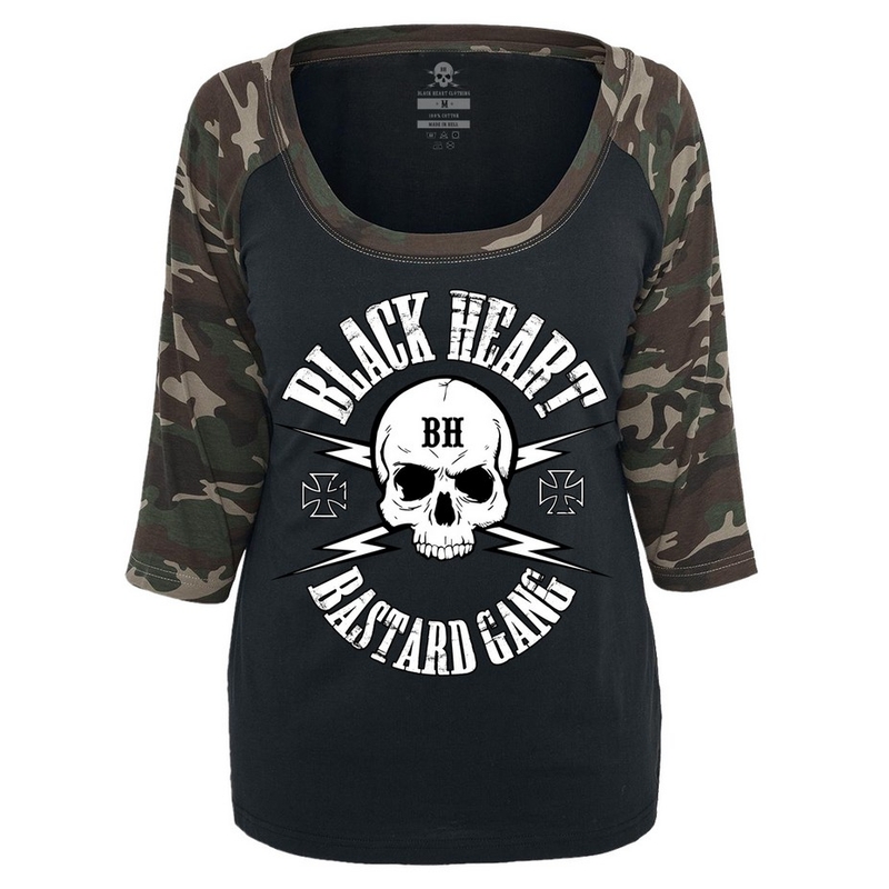 Dámske tričko Black Heart Bastard Skull Camo výpredaj