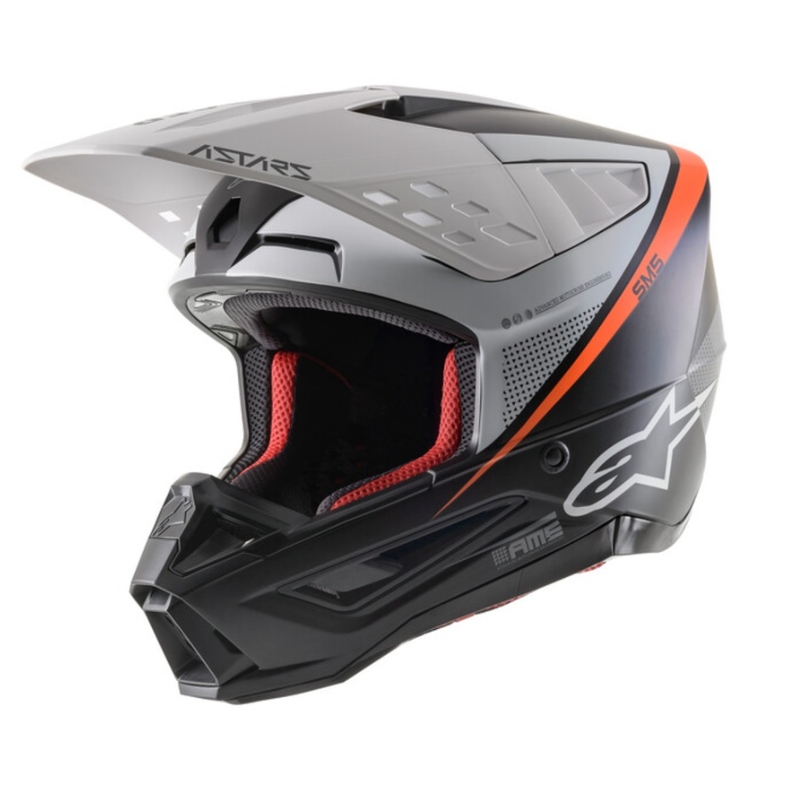 Motokrosová prilba Alpinestars S-M5 Rayon čierno-bielo-fluorescenčno oranžová matná
