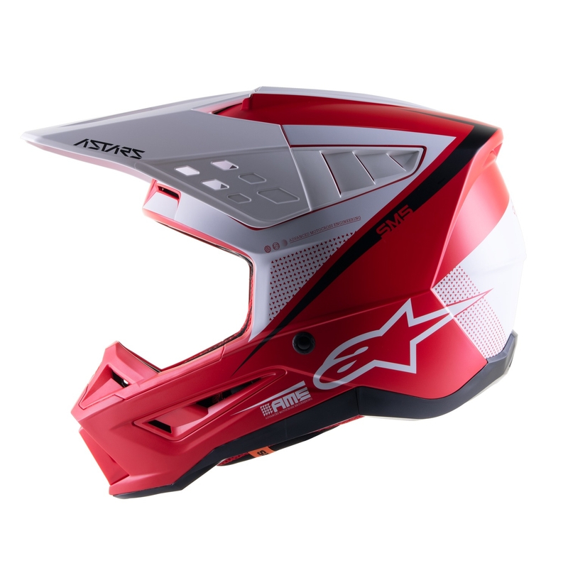 Motokrosová prilba Alpinestars S-M5 Rayon červeno-bielo-čierna matná