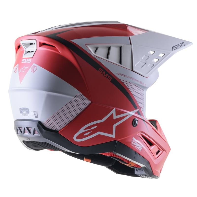 Motokrosová prilba Alpinestars S-M5 Rayon červeno-bielo-čierna matná
