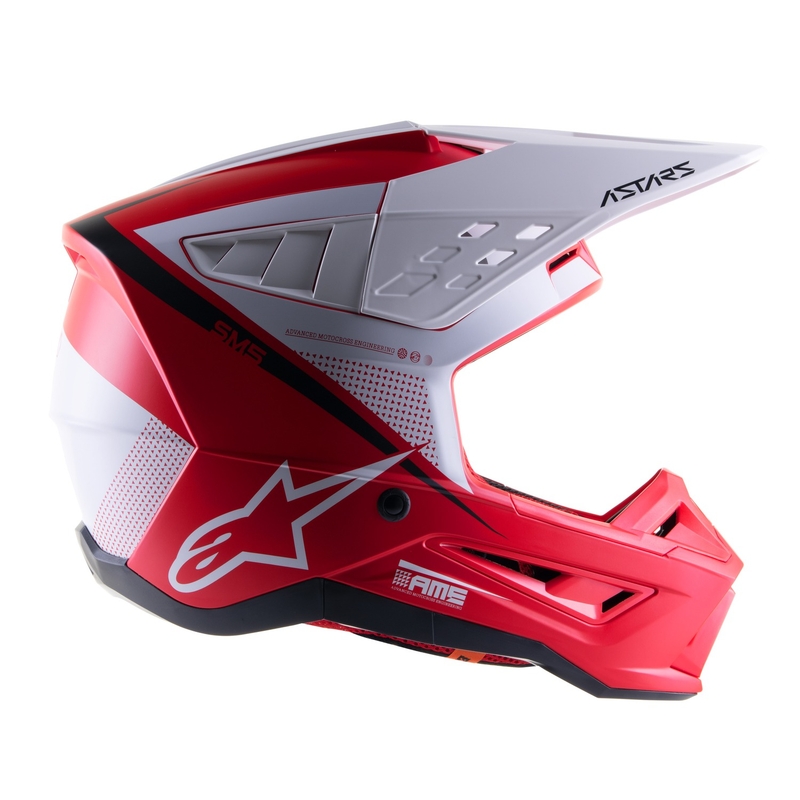 Motokrosová prilba Alpinestars S-M5 Rayon červeno-bielo-čierna matná