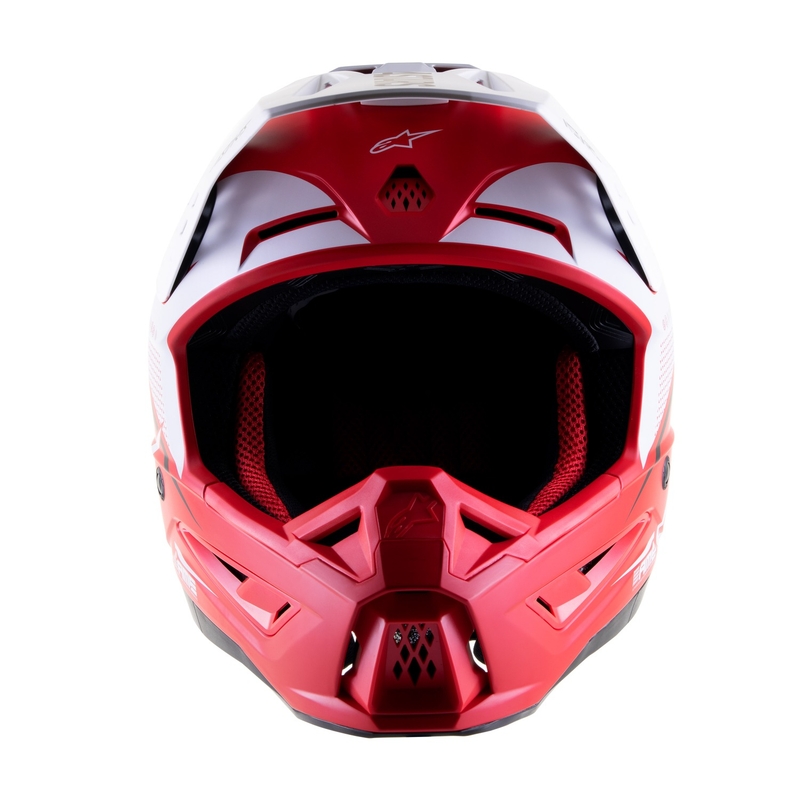 Motokrosová prilba Alpinestars S-M5 Rayon červeno-bielo-čierna matná