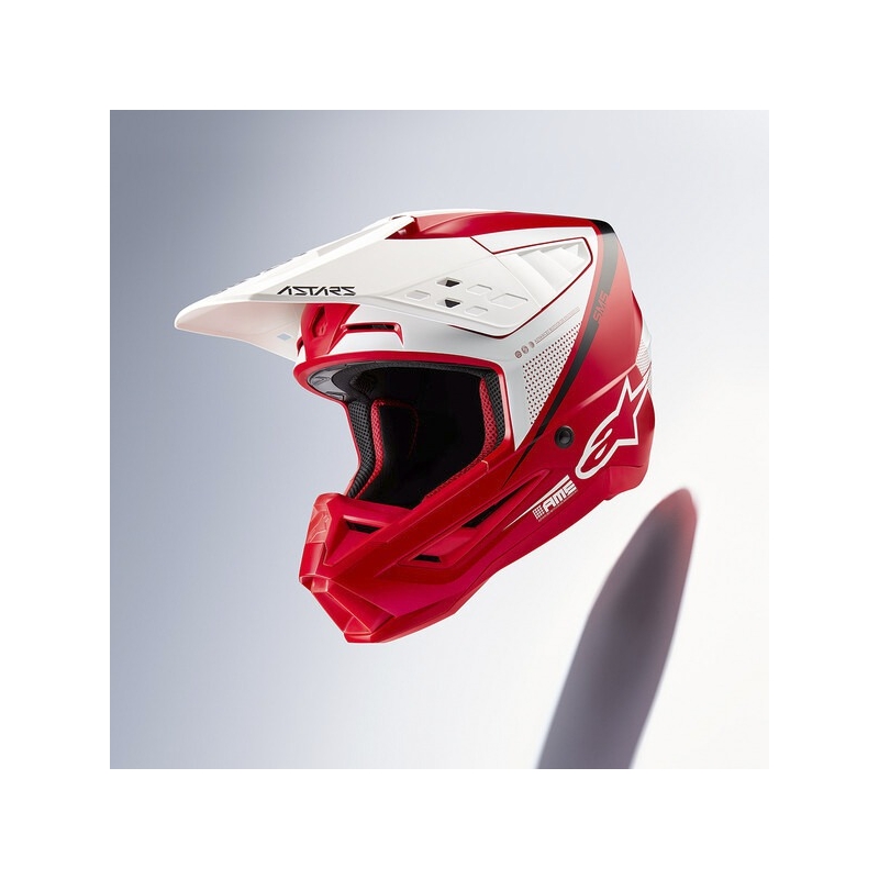Motokrosová prilba Alpinestars S-M5 Rayon červeno-bielo-čierna matná