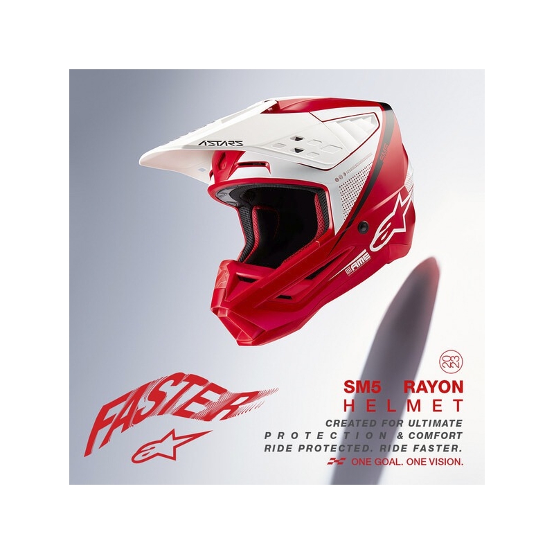 Motokrosová prilba Alpinestars S-M5 Rayon červeno-bielo-čierna matná