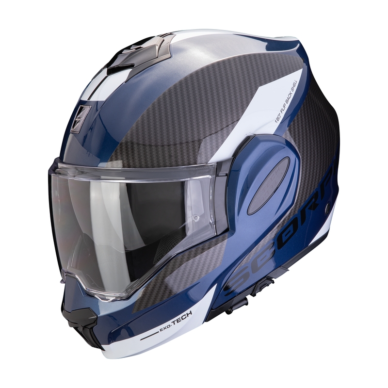 Preklápacia helma na motorku Scorpion EXO-TECH EVO TEAM modro-čierno-biela výpredaj