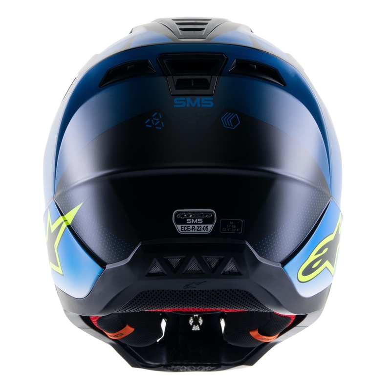 Motokrosová prilba Alpinestars S-M5 Rayon modro-fluorescenčno žlto-bielo-čierna matná