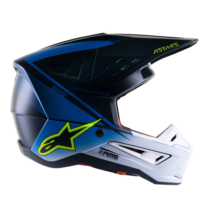 Motokrosová prilba Alpinestars S-M5 Rayon modro-fluorescenčno žlto-bielo-čierna matná