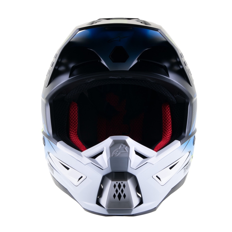 Motokrosová prilba Alpinestars S-M5 Rayon modro-fluorescenčno žlto-bielo-čierna matná