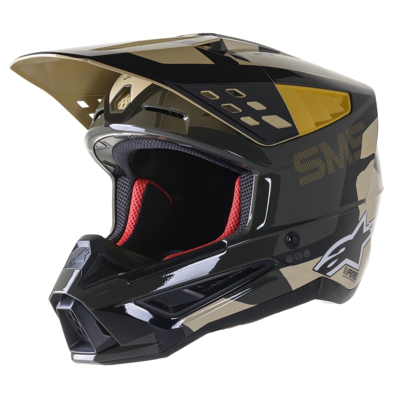 Motokrosová prilba Alpinestars S-M5 Rover maskáč pieskový-mandarínka lesklá