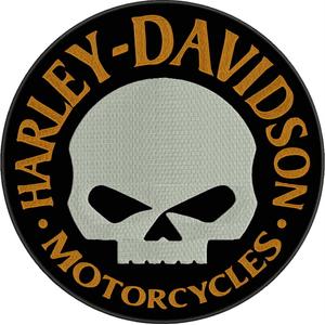 Nášivka HD Motorcycles čierno-bielo-žltá