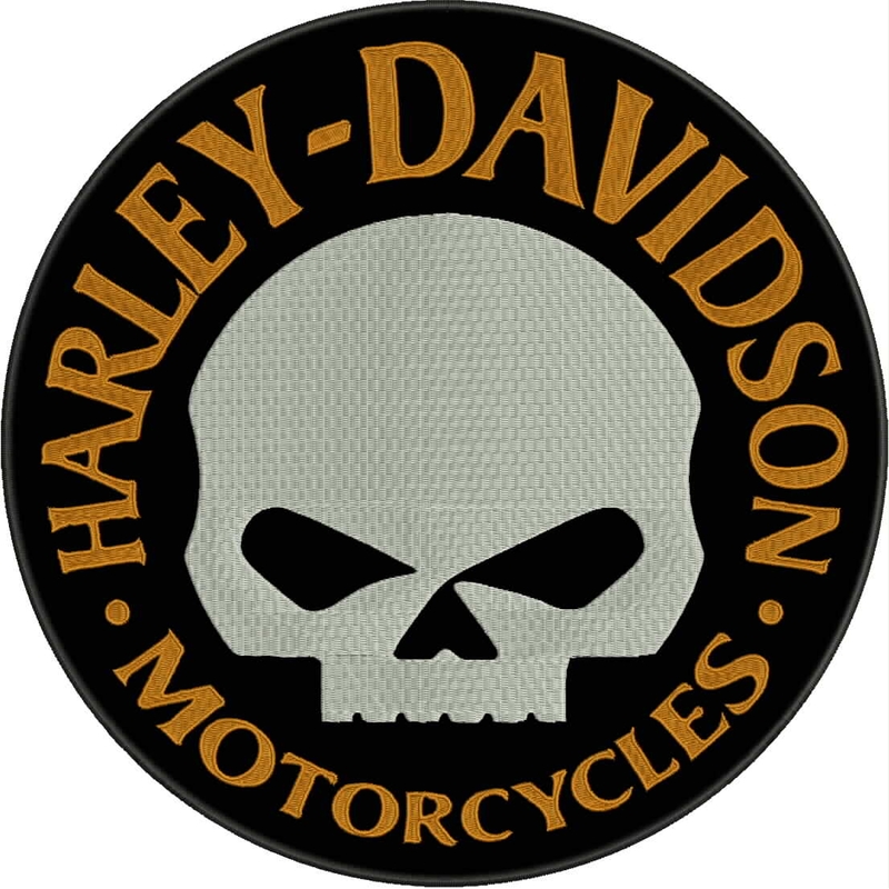 Nášivka HD Motorcycles čierno-bielo-žltá
