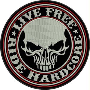 Nášivka Live free - Ride hardcore s červeným detailom