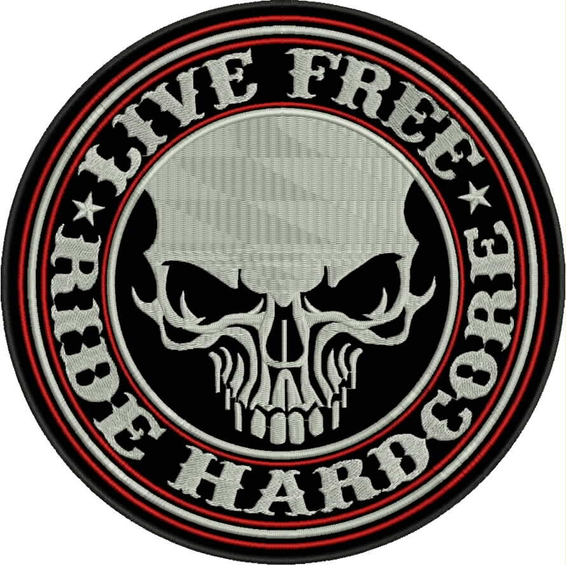 Nášivka Live free - Ride hardcore s červeným detailom